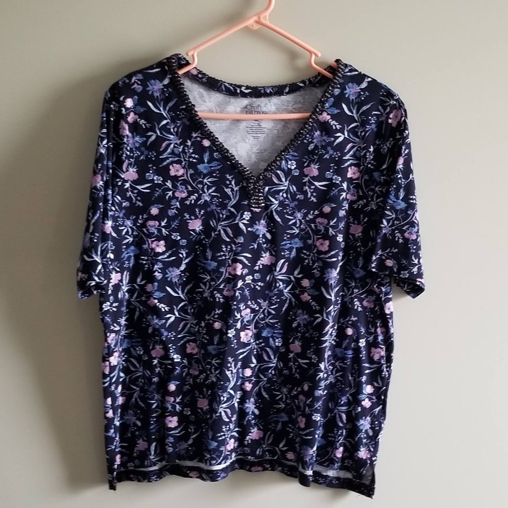 Croft & Barrow Floral Tee SS